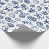 Blue Coastal Wrapping Paper Flat Sheet Set of 3 Cadeaupapier (Hoek)