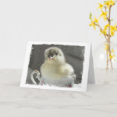 Blue Cochin Chick in a Teacup All Occasions Kaart (Gele Bloem)