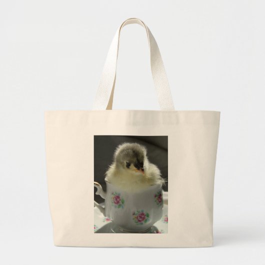 Blue Cochin Chick in Teacup Grote Tote Bag (Voorkant)