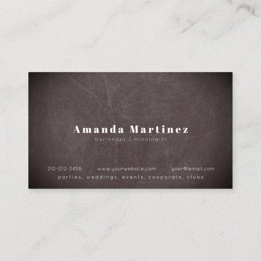 Blue Cocktail Bartender Mixologist schoolbord Visitekaartje (Achterkant)