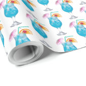 Blue Cocktail Drinks On White Cadeaupapier (Rol Hoek)
