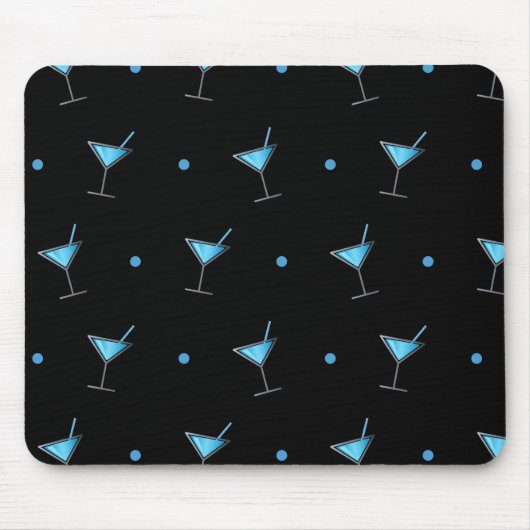 Blue Cocktail Martini Glass Muismat (Voorkant)