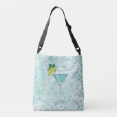 Blue Cocktail w/ Lemon Bokeh Bling Crossbody Tas (Achterkant)