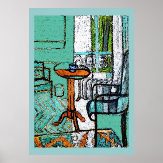 Blue Coffee Cup, Matisse Style Poster (Voorkant)