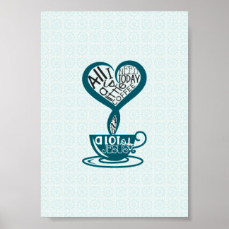 Blue Coffee en Jesus Poster 5"x7"