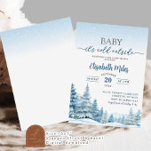 Blue Cold Winter Woodland Forest-Baby shower Kaart