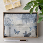 Blue  Collage met de Eifeltoren Tissuepapier (Geschenk)