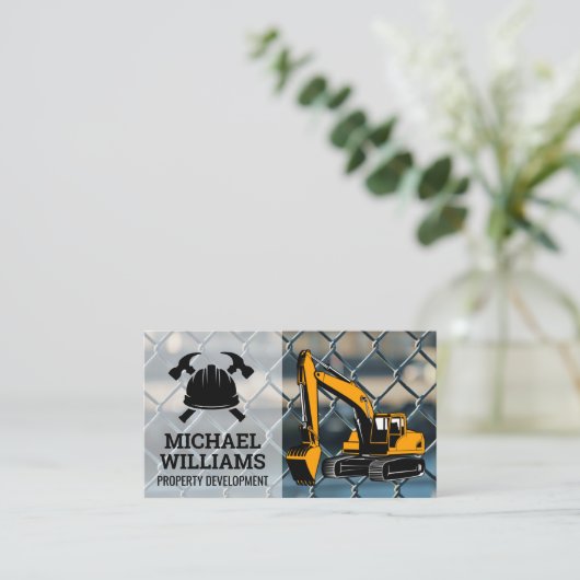 Blue Collar | Heavy Machinery | Construction Visitekaartje (Staand voorkant)