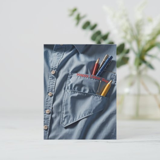 Blue Collar Work Shirt Briefkaart (Staand voorkant)