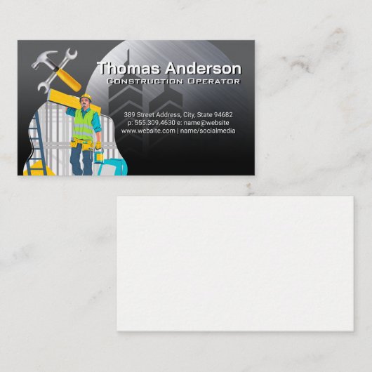 Blue Collar Worker | Construction Tools Visitekaartje (Voorkant / Achterkant)