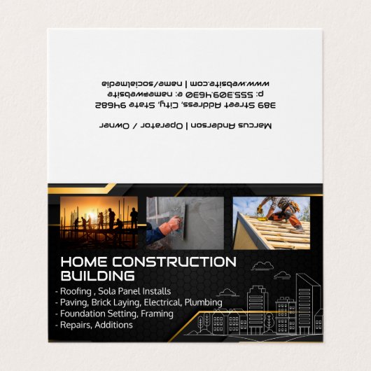 Blue Collar Workers | General Contractor Visitekaartje (Buitenkant ongevouwen)