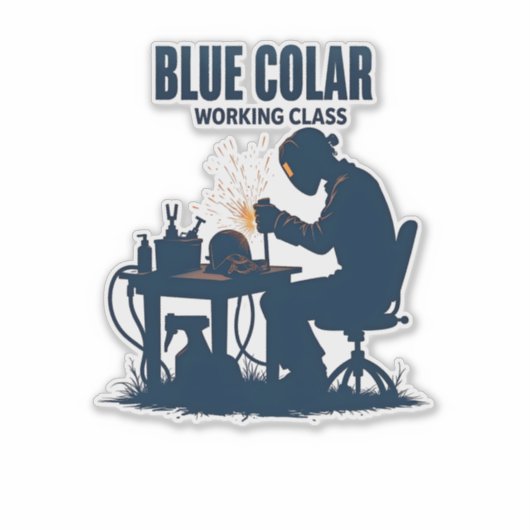 Blue Collar Working Class Welding Pride Sticker (Voorkant)