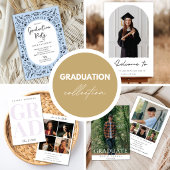 Blue College Graduation Invitation Kaart