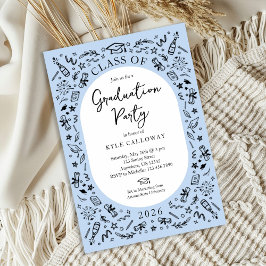 Blue College Graduation Invitation Kaart