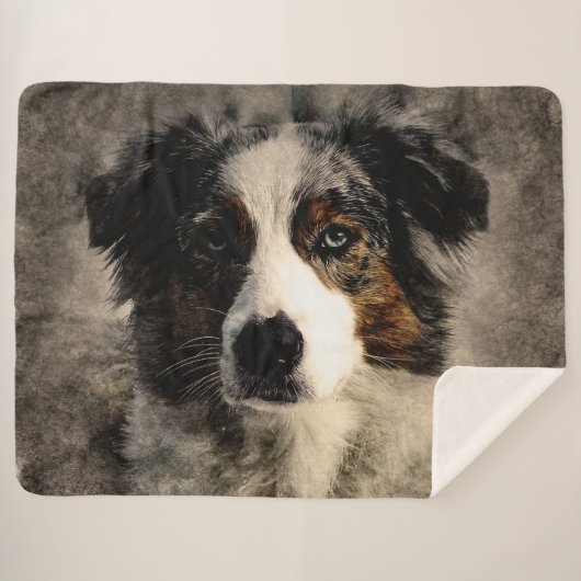 Blue Collie Sherpa Deken (Voorkant (horizontaal))