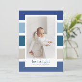 Blue Color Block Love en Light Happy Hanukkah Feestdagenkaart (Staand voorkant)