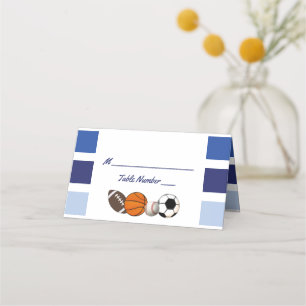 Blue Color Block Sports Party Place Cards Plaatskaartje