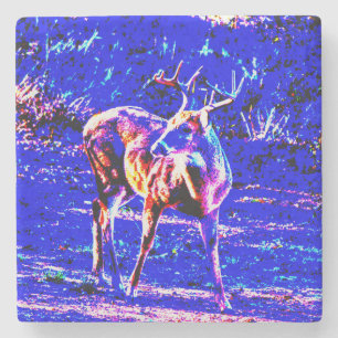 Blue Color Buck Wild Deer Art Onderzetter