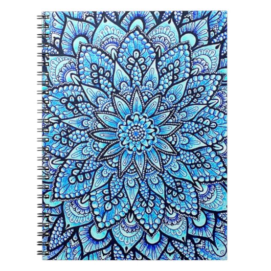 Blue Color Pencil Mandala Design Original Art Notitieboek (Voorkant)