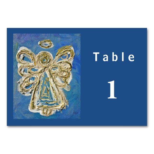 Blue Color Series Angel Custom Table Kaarten (Achterkant)