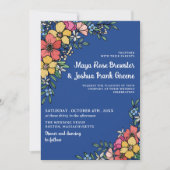 Blue Colorful Flowers Spring Summer Wedding Kaart (Voorkant)