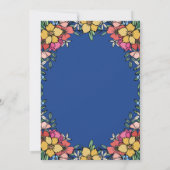 Blue Colorful Pink Flowers Rehearsal Dinner Kaart (Achterkant)