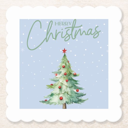 Blue Coloured Christmas Themed Coaster Kartonnen Onderzetters (Voorkant)