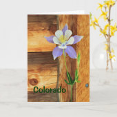Blue Columbine and Wood Missing You Greeting Card Kaart (Gele Bloem)