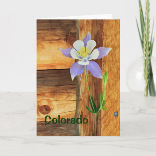 Blue Columbine and Wood Missing You Greeting Card Kaart