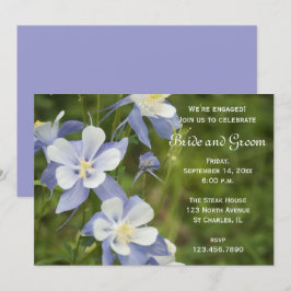 Blue Columbine Flowers Engagement Party Kaart