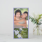 Blue Columbine Flowers Weddenschap Foto Bedankkaart (Staand voorkant)