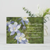 Blue Columbine Flowers Weddenschap Save the Date Kaart (Staand voorkant)