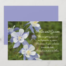 Blue Columbine Flowers Weddenschap Save the Date