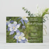 Blue Columbine Flowers Wedding Invitation Kaart (Staand voorkant)