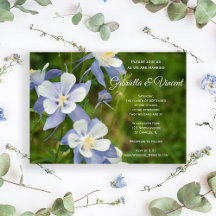 Blue Columbine Flowers Wedding Invitation