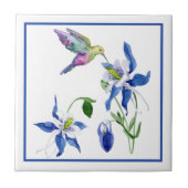 Blue Columbine Garden Hummingbird Tegeltje (Voorkant)