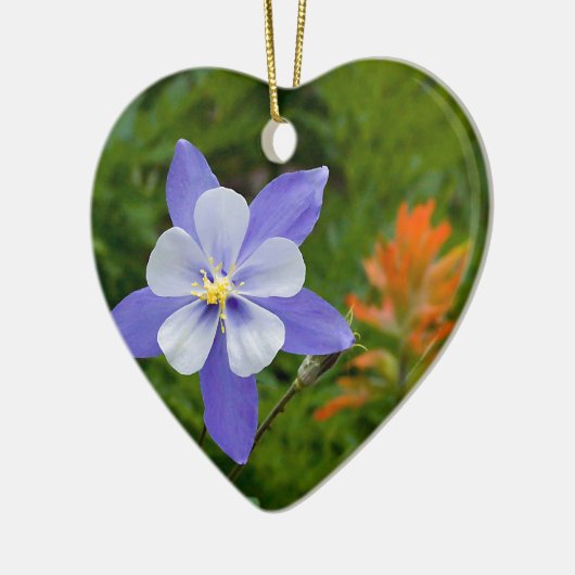 Blue Columbine Keramisch Ornament (Links)
