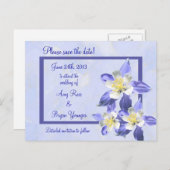 Blue Columbine Sla de datum bruiloft Briefkaart (Voorkant / Achterkant)