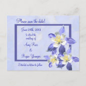 Blue Columbine Sla de datum bruiloft Briefkaart (Voorkant)