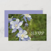 Blue Columbine Wedding RSVP Response Kaart (Voorkant / Achterkant)