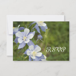Blue Columbine Wedding RSVP Response Kaart