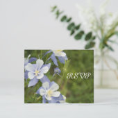 Blue Columbine Wedding RSVP Response Kaart (Staand voorkant)