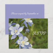 Blue Columbine Wedding RSVP Response Kaart (Voorkant / Achterkant)