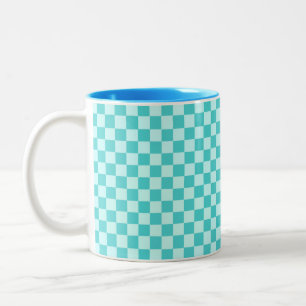 Blue Combination Classic Checkerboard door STaylor Tweekleurige Koffiemok