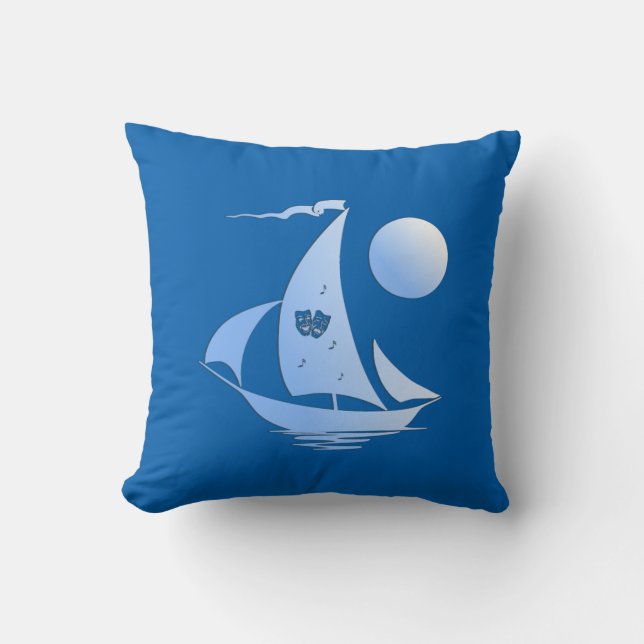 Blue Comedy en Tragedie Theater Sailboot Kussen (Voorkant)