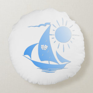 Blue Comedy en Tragedie Theater Sailboot Rond Kussen