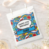 Blue Comic Book Superhero Verjaardagsfeest Bedankzakje (Geknipt)