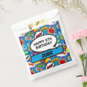 Blue Comic Book Superhero Verjaardagsfeest Bedankzakje (Gezegeld)