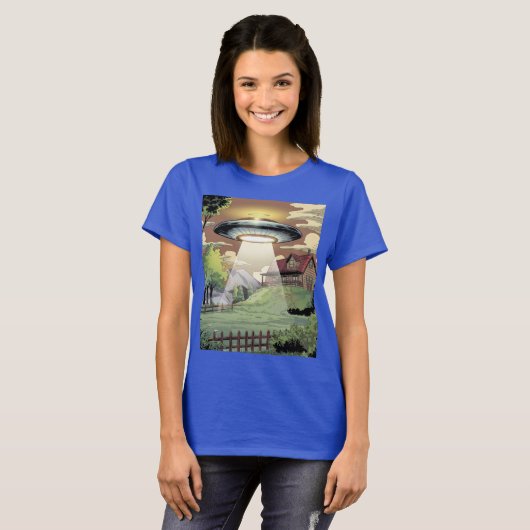 Blue Comic UFO Vrouwen T-shirt (Voorkant volledig)
