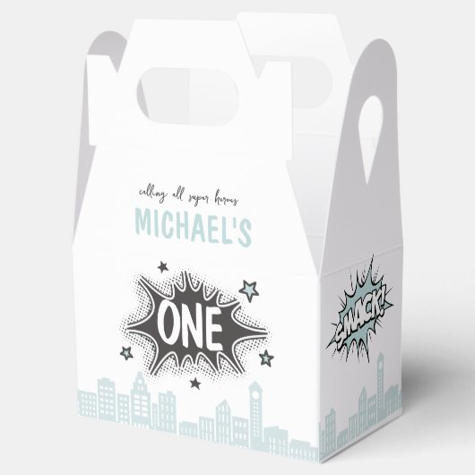 Blue Comics Boek Superhero Gable Favor Box Bedankdoosjes (Geopend)